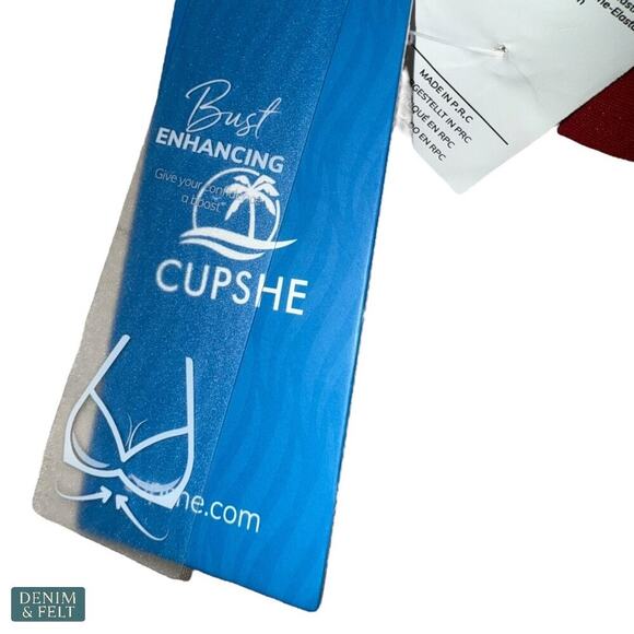 Cupshe Sangria Bliss Red Bikini Set XS Bust Enhancing Scallop Swimwear NEW/NWT!! - Picture 15 of 15